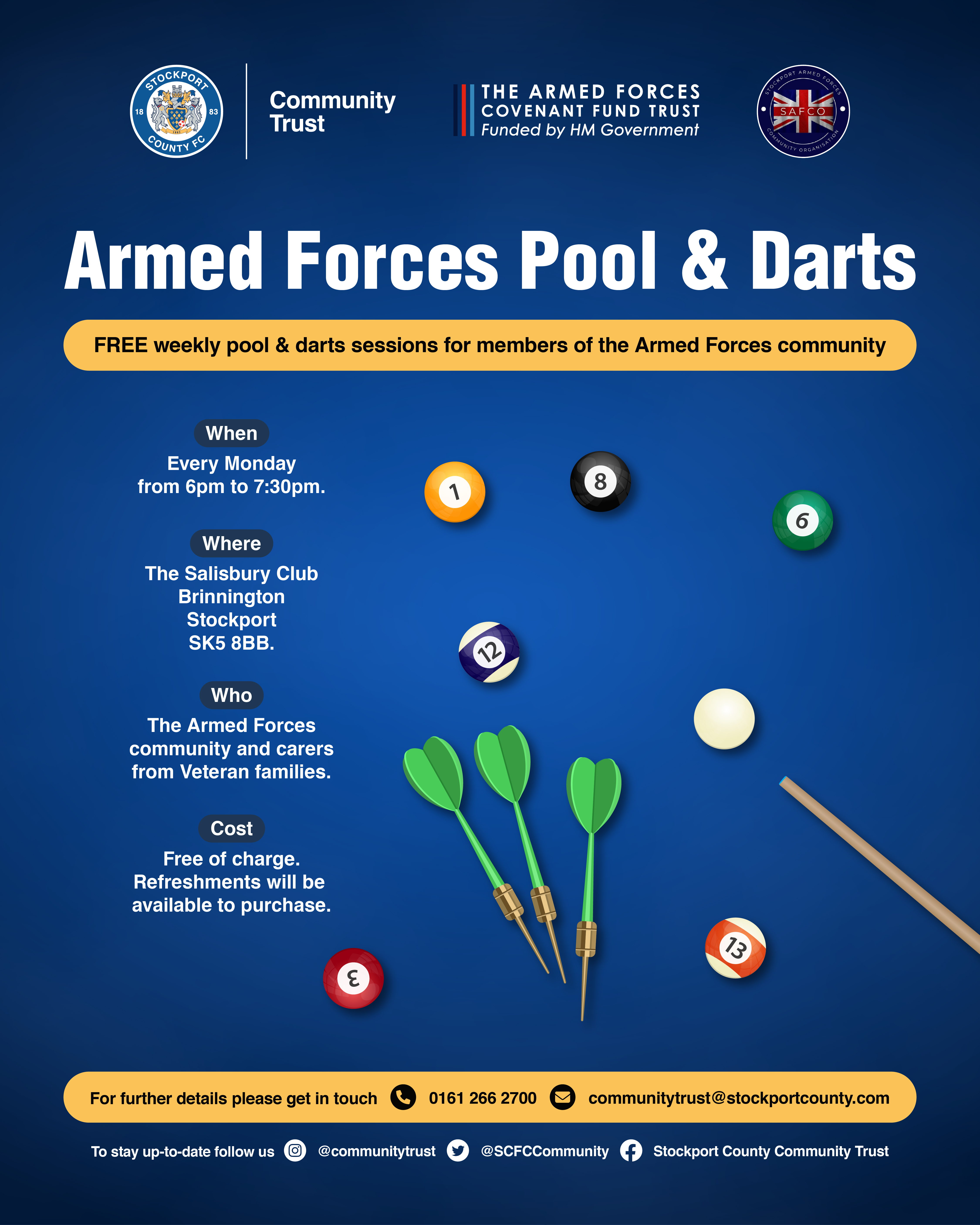 Armed forces pool and darts poster