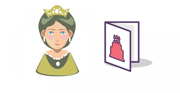 queen and birthday card