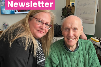 Front cover of Healthwatch Stockport newsletter showing women and man smiling at camera