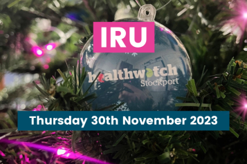 Christmas bauble with Healthwatch Stockport logo inside