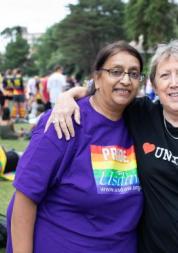 Two women at a Pride demonstration